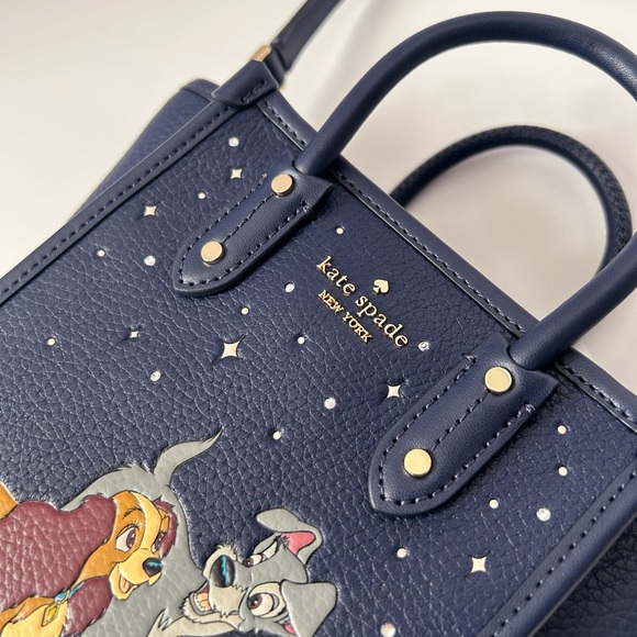 ♠️Kate Spade X Disney Lady and the Tramp Ella Mini Tote Crossbody Bag, Blue NWT - Picture 3 of 8